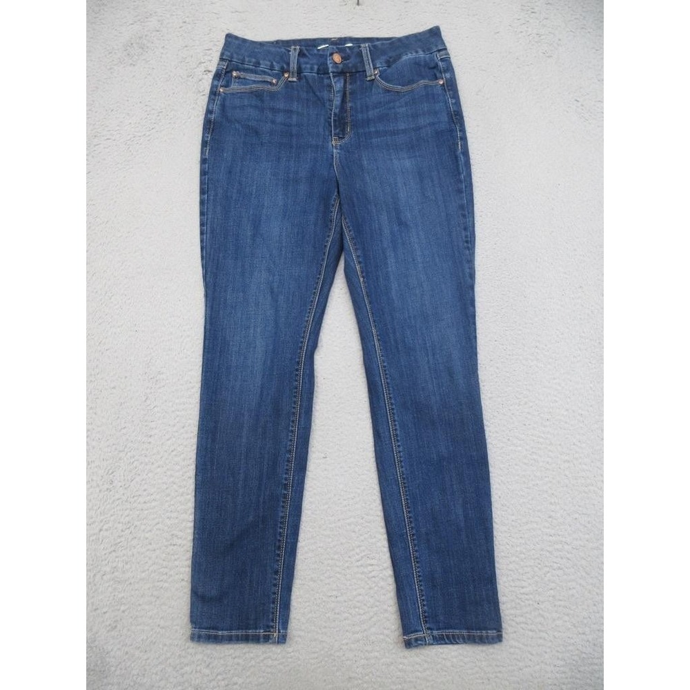 Seven7 Tummyless High Rise Skinny Jeans Womens 12 Blue Medium Wash Stretch Denim